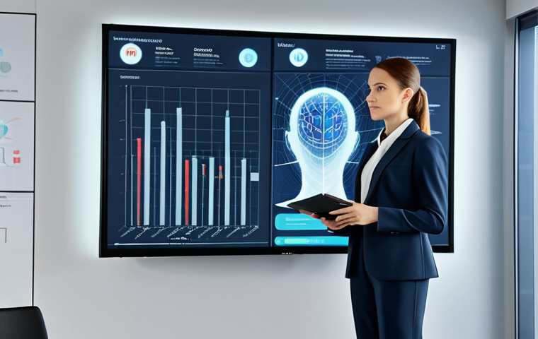 **
"A professional businesswoman in a modest business suit, giving a presentation about AI emotion analysis. The scene is a modern office conference room with a screen displaying graphs and facial recognition data. Fully clothed, appropriate attire, safe for work, perfect anatomy, natural proportions, professional presentation, high quality"
**