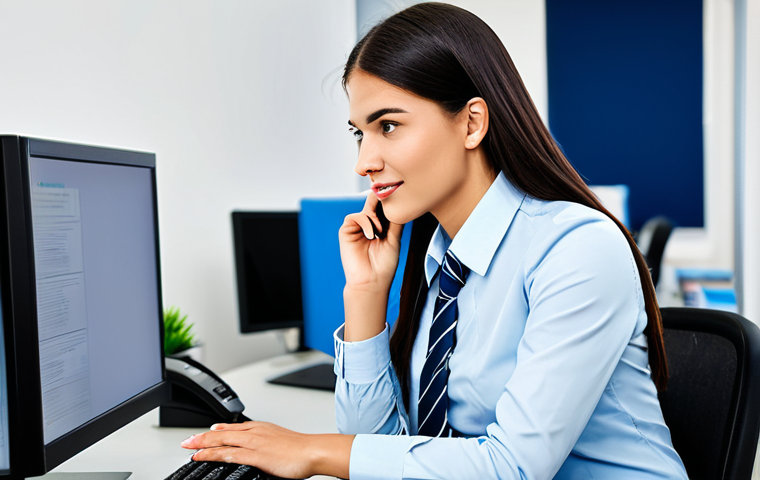 **

A professional customer service representative, fully clothed in appropriate office attire, assisting a customer in a bright and modern call center. The scene conveys empathy and helpfulness. Safe for work, appropriate content, modest, professional setting, perfect anatomy, natural proportions, well-formed hands, proper finger count.

**