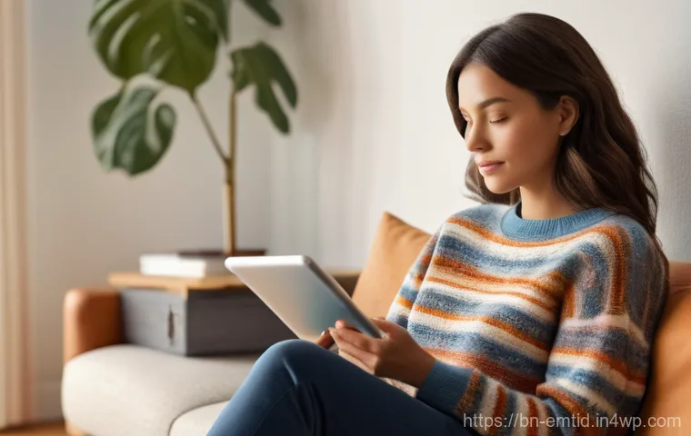 감정인식 AI 기술의 글로벌 시장 분석 - **Prompt: "A young woman, approximately 28 years old, sitting comfortably on a plush sofa in a sunli...