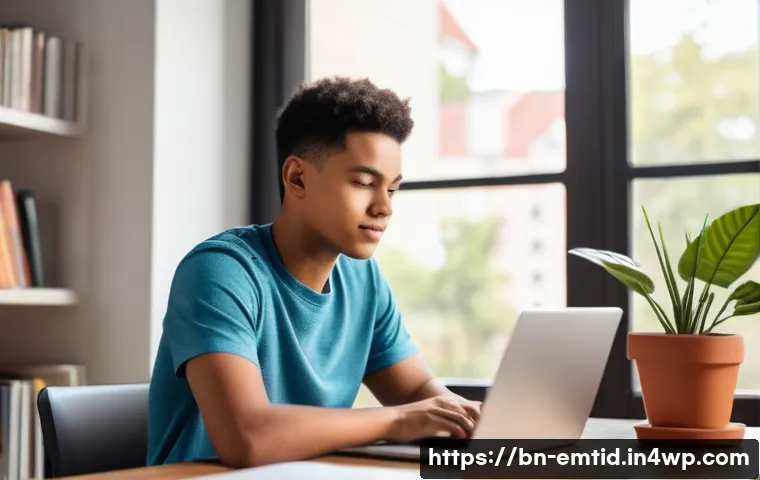 감정인식 AI 기술의 글로벌 환경 - **Educational Engagement with AI Assistance**
    A bright, modern home study setup. A teenage stude...