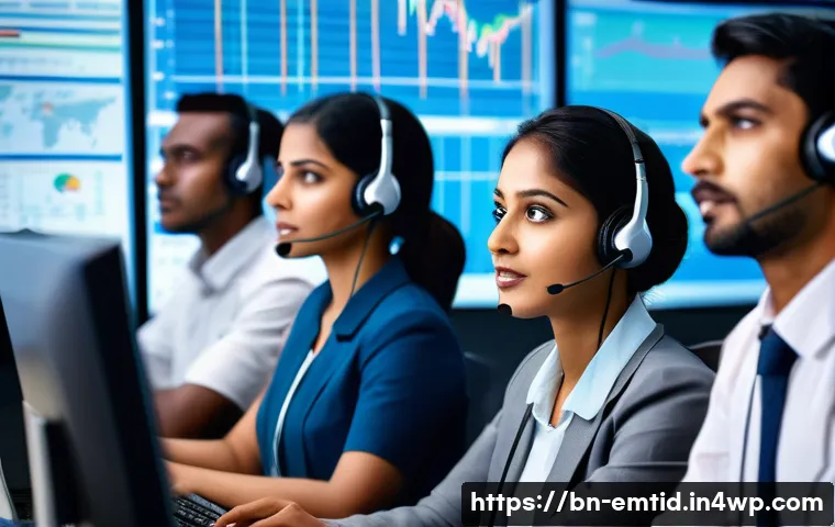 감정인식 AI와 고객 서비스 혁신 - A diverse group of Bengali customer service representatives in a modern call center environment, att...