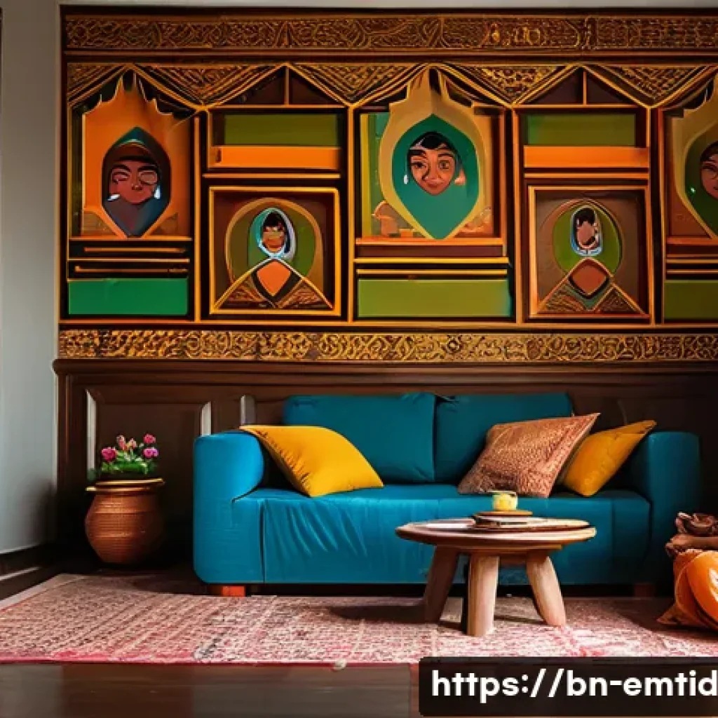 감정인식 AI 기술의 다양한 응용 사례 - A warm, modern family living room scene in Bangladesh, featuring a mother and father attentively int...