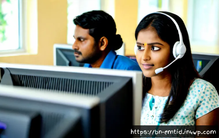 감정인식 AI 기술의 산업별 활용 사례 - Photorealistic customer service center in Bangladesh, a Bengali support agent wearing a headset calm...